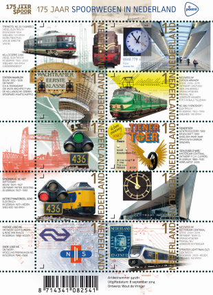 Postzegels tonen 175 jaar spoorwegen in Nederland