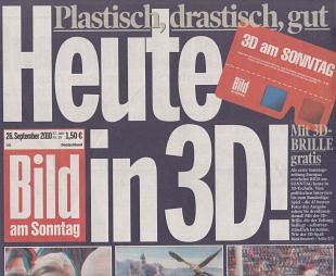 Ook de zondagskrant van Bildzeitung met 3D-foto's