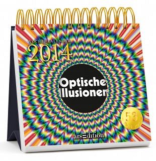 Weekkalender met optische illusies op 53 postkaarten