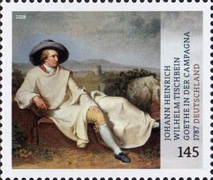 De reiziger J.W. von Goethe geschilderd in een landschap (1)